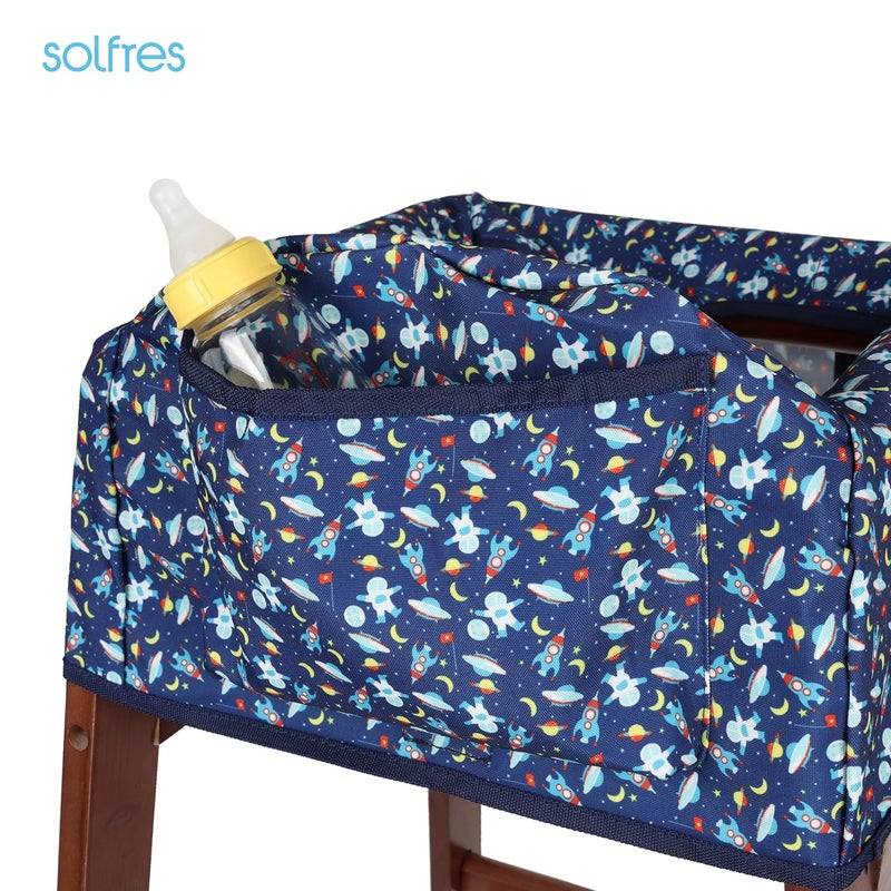 Solfres Dual-Belt High Chair Cover, Baby High Chair Cover, Upgrade Version, for Wooden or Restaurant High Chair, Sturdy and Robust Material, Blue Space - Image 5